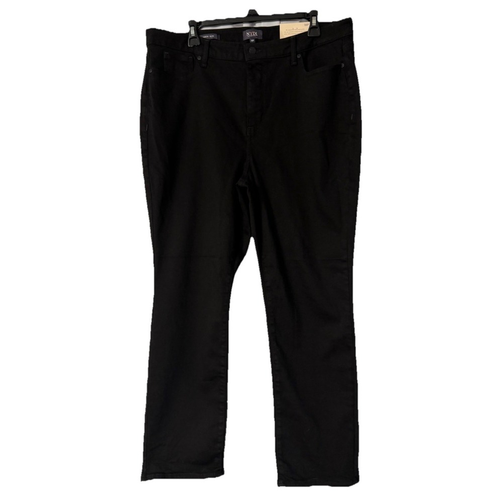 NWT Not Your Daughters Jeans NYDJ Womens Black Sheri Slim Straight Denim 18P